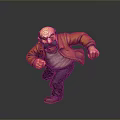 Cartoon Man In Brown Jacket Green Pants And Brown Shoes Running Pose