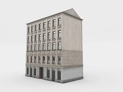 European Style Building With Multi Story Structure Symmetrical Windows And Stone Facade 3d model