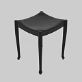 Elegant Modern Black Leather Stool With Slender Legs And Sleek Design