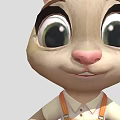 Cute Cartoon Rabbit Character With Big Ears Orange Overalls And White Shoes
