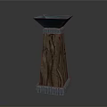 Ornamental Decorative Pillar With Wooden Texture And Square Top Gray Base