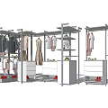 Clothing Racks With Hanging Clothes White Storage Cabinets And Shoes In Retail