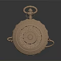 Golden Vintage Pocket Watch With Intricate Gear Design And Classic Mechanical Details
