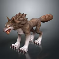 3D Rendered Ferocious Wolf Like Creature With Fluffy Fur Open Mouth And Sharp Claws