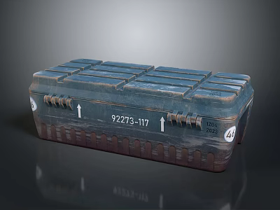 Sturdy Blue Military Weapon Storage Crate With Number 92273 17 And 46 3d model