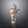 Cartoon Man Head Model With Glasses Big Ears Big Nose And Mustache