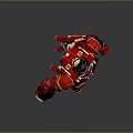 Red Mechanical Armor Game Movie Character With Gold Accents And Powerful Design