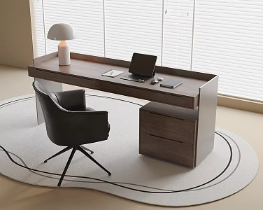 Modern Desk and Chair Combination Desk Lamp 3d model