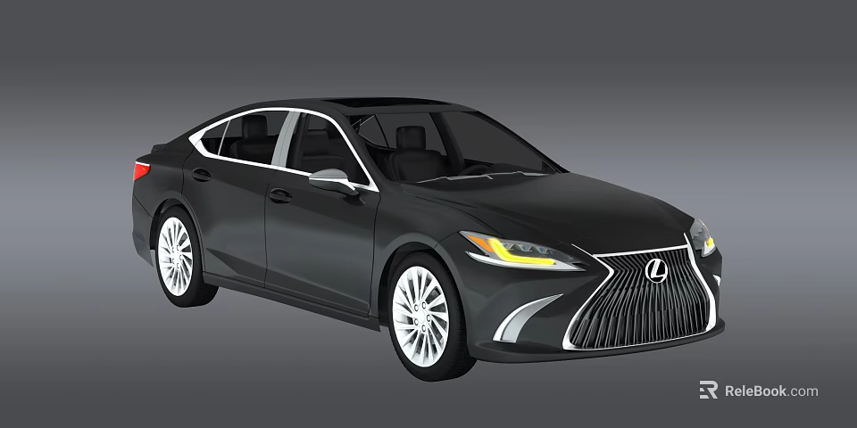 Black Lexus Sedan With Sleek Design White Alloy Wheels And Yellow Headlights 3d model 