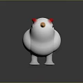 Cute White Chicken 3D Model With Red Cheeks And Yellow Beak