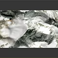 Garden Landscape Design With Mountain Terrain Green Vegetation And Snowy Areas