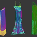Modern Commercial Equipment 3D Wireframe Models With Structural Design And Blue
