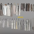 Hanging Clothes In Various Styles With Beige Brown Gray Tones On Gray Background