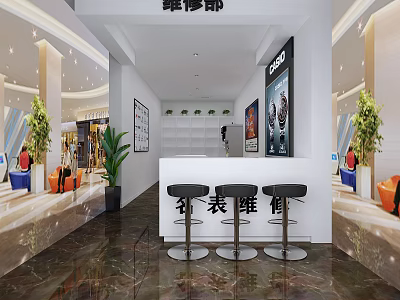 Shopping Mall Decoration Department Store With Watch Repair Counter And Interior Display Areas 3d model
