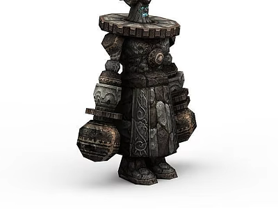 Ancient Style Decorative Storage Locker With Carved Design And Stone Texture 3d model