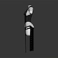 Women's Stylish Outfit With Black And White Corset Top High Waist Trousers And Metal Studs