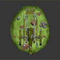 Vintage Cannon 3D Model With Rustic Wheels Green Grass And Stones