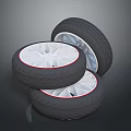 High Quality Automotive Car Parts Stacked Black Tires With Red Accent Rims