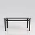 Modern Dining Table With Glass Top And Black Frame Modern Design Structure 3d model