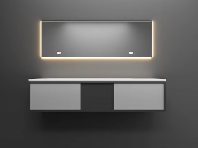 Modern Wall Mounted Bathroom Cabinet With Illuminated Mirror And Storage Drawers 3d model