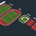 Multi Sport Facility Layout With Football Fields Running Track And Basketball Courts