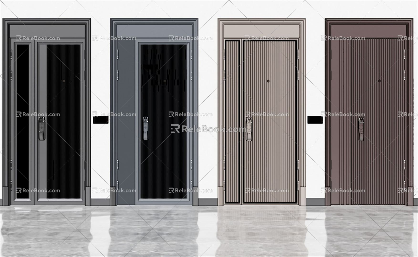 Modern security door entry door 3d model