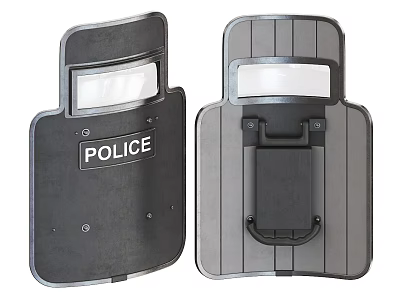 Police Tactical Shield Weapon With Front Label And Back Handle Design 3d model
