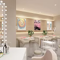Modern Beauty Salon Interior With Treatment Beds And Vanity Stations