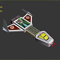 Spacecraft Model Featuring White Body Red Circular Engines Yellow Square Cockpit And Wing Structures 3d model