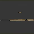 Golden Modern Rifle Weapon With Shiny Barrel Scope Magazine And Reflective Surface