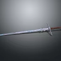 Medieval Sword With Metal Blade Decorative Hilt Wooden Grip And Gray Background