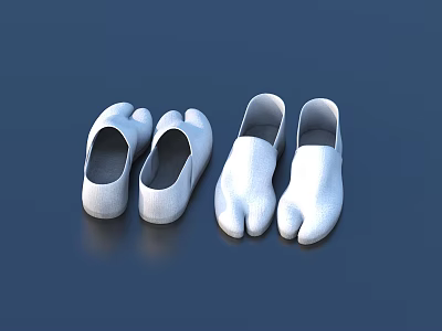 White Split Toe Shoes Two Pairs Japanese Style Design On Navy Background 3d model