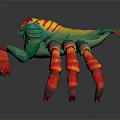 Vibrant Fantasy Creature Character With Green Red Yellow Claws And Multiple Limbs 3D Model Design