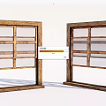 Classic Wooden Window Frames With Panel Design For Home Interior Decor 3d model
