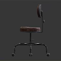Classic Leather Office Chair With Round Backrest And Metal Base Rolling Wheels Design
