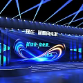 Futuristic Stage Design With Blue Lighting And Dynamic Future Theme Backdrop Screen 3d model