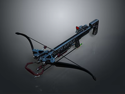 Modern Crossbow Weapon with Mechanical Structure Black Bow Arms Red Accents and Precision Aiming Device 3d model
