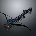 Modern Crossbow Weapon with Mechanical Structure Black Bow Arms Red Accents and Precision Aiming Device