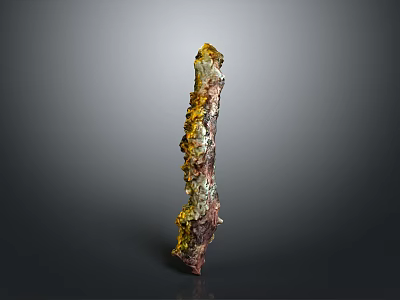 Vertical Green And Yellow Plant With Natural Texture On Gray Background 3d model
