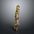 Vertical Green And Yellow Plant With Natural Texture On Gray Background