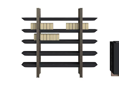 Modern Bookcase With Black Shelves And Wooden Frame Multiple Layers Holding Books 3d model