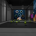 Fun Indoor Playground With Double Slides Blue White Ball Pit And Arched Structures