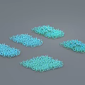 Four Green Grass Patches Arranged On Gray Background With Natural Green Color