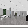 Modern Reception Interior Design With Marble Desk And TV Screen Space Layout 3d model