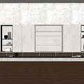 Modern TV Stand With Open Shelves Black Framed Storage Against Textured Wall Wooden Floor