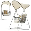 Modern Outdoor Swing Chair With Canopy Wicker Basket And Soft Cushions