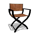 Brown Leather Leisure Chair With Black Crossed Frame And Minimalist Design