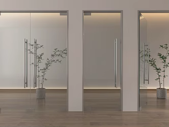 Modern glass double door glass single door office glass door glass door 3d model