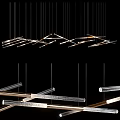 Modern Linear Chandelier With Metal Frame And LED Lights Hanging Design