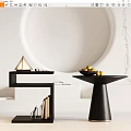 Modern Black Side Table With Bowl Of Fresh Fruits In Minimalist Interior